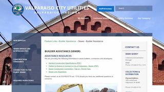
                            8. Builder Assistance (SEWER) | Valparaiso Utilities, IN