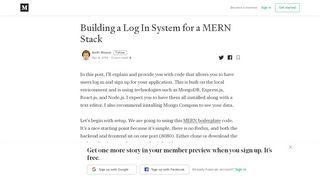
                            2. Building a Log In System for a MERN Stack – Keith Weaver – Medium