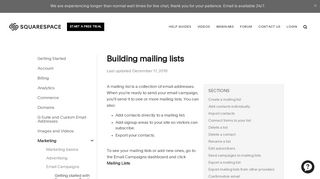 
                            10. Building a mailing list – Squarespace Help