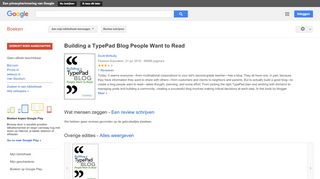 
                            7. Building a TypePad Blog People Want to Read - Resultaten voor Zoeken naar boeken met Google
