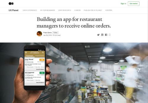 
                            11. Building an app for restaurant managers to receive online orders.