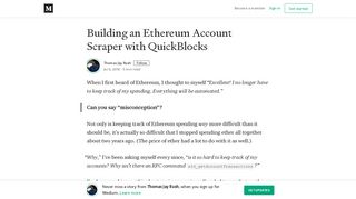 
                            8. Building an Ethereum Account Scraper with QuickBlocks - Medium