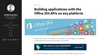 
                            10. Building applications with the Office 365 APIs on any platform ...