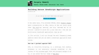 
                            3. Building Secure JavaScript Applications - Gergely Nemeth
