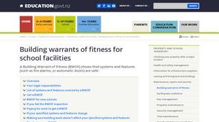 
                            13. Building warrants of fitness for school facilities | Education in New ...