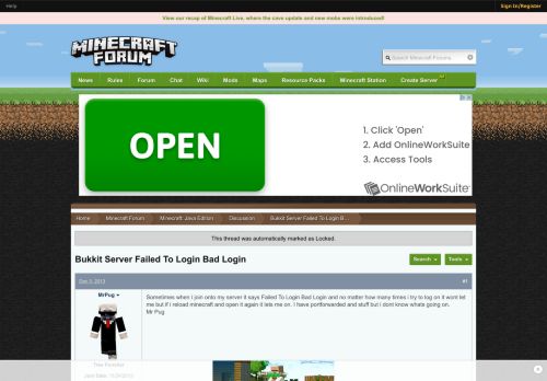 
                            2. Bukkit Server Failed To Login Bad Login - Discussion - Minecraft ...