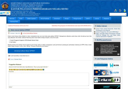 
                            10. Buku manual Aplikasi SPRINT | KPPN Metro