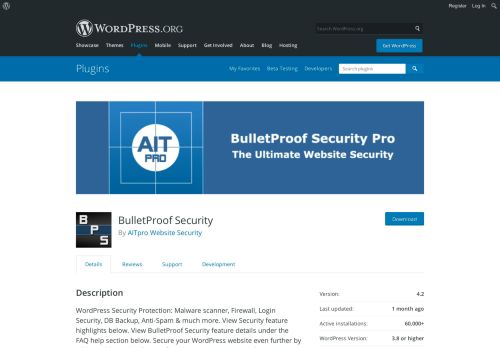 
                            10. BulletProof Security | WordPress.org