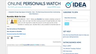 
                            12. Bumble Web Is Live - Online Personals Watch: News on the Online ...