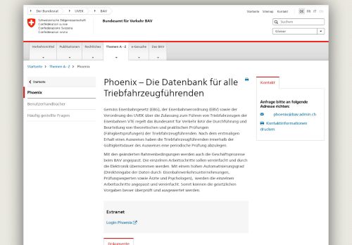 
                            2. Bundesamt für Verkehr BAV Phoenix