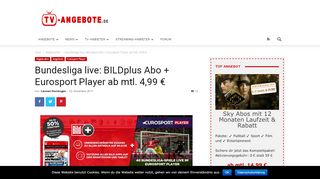 
                            1. Bundesliga live: BILDplus Abo + Eurosport Player ab mtl. 4,99 €