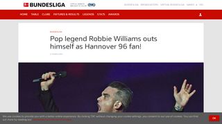 
                            9. Bundesliga | Pop legend Robbie Williams outs himself as Hannover ...