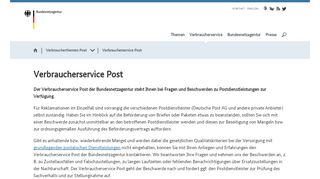 
                            10. Bundesnetzagentur - Verbraucherservice Post