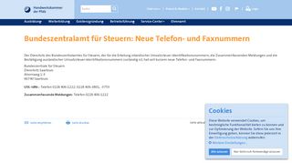 
                            11. Bundeszentralamt für Steuern: Neue Telefon- und Faxnummern ...