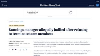 
                            12. Bunnings manager allegedly bullied after refusing to terminate team ...