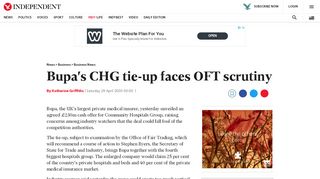 
                            12. Bupa's CHG tie-up faces OFT scrutiny | The Independent