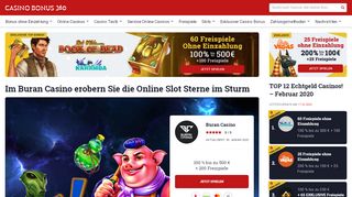 
                            10. Buran Casino lockt mit 500 € + 200 Freispielen | Casino-Test