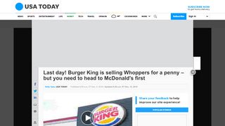 
                            8. Burger King Whopper available for a penny – if you head to McDonald's