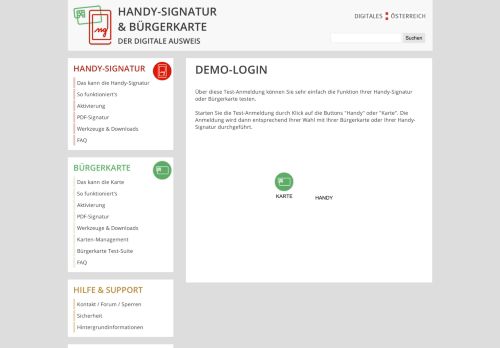 
                            3. Bürgerkarte - Demo-Login