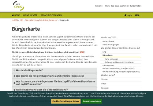 
                            1. Bürgerkarte - myCIVIS - Südtiroler Bürgernetz