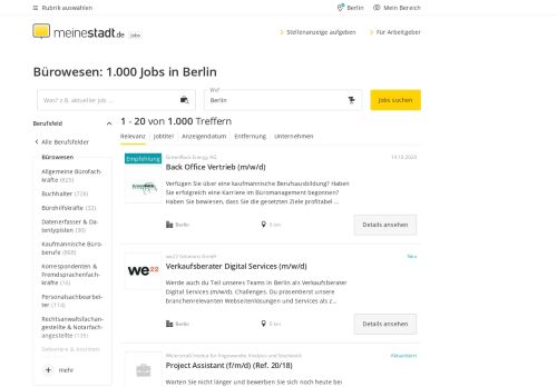 
                            7. Bürowesen: 1.000 Jobs in Berlin - meinestadt.de