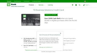 
                            7. Business Cash Back Rewards Card | TD Bank Business Solutions ...
