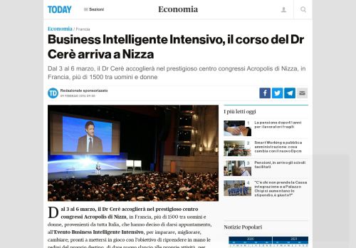 
                            11. Business Intelligente Intensivo, il corso del Dr Cerè arriva a Nizza