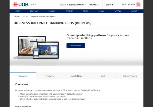 
                            7. Business Internet Banking Plus - UOB Malaysia