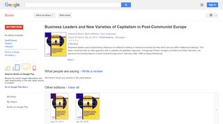 
                            7. Business Leaders and New Varieties of Capitalism in Post-Communist ...