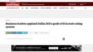 
                            8. Business leaders cheer Dallas ISD's grade of B in state rating system ...
