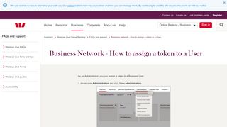 
                            3. Business Network - How to assign a token to a User | Westpac