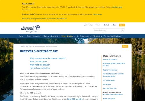 
                            13. Business & occupation tax | Washington Department of Revenue