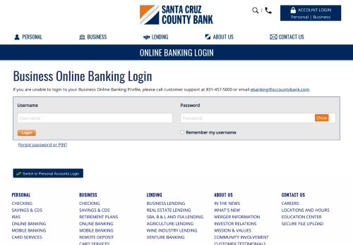 
                            8. Business Online Banking Login - Santa Cruz County Bank