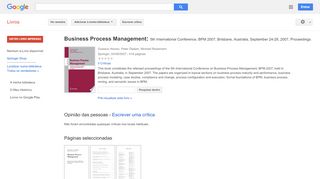 
                            9. Business Process Management: 5th International Conference, BPM ... - Resultado da pesquisa de livros do Google