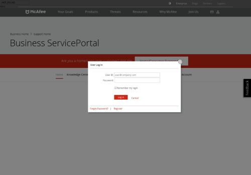 
                            2. Business ServicePortal - McAfee Support