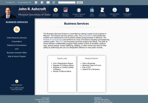 
                            12. Business Services - Missouri Secretary of State