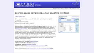
                            7. Business Source Complete (Business Searching Interface)