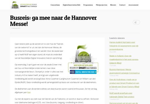 
                            9. Busreis: ga mee naar de Hannover Messe! | Region of Smart Factories