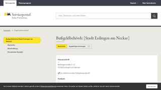 
                            1. Bußgeldbehörde [Stadt Esslingen am Neckar] - Serviceportal Baden ...