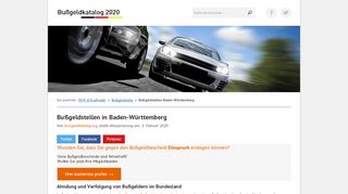 
                            7. Bußgeldstellen mit Adressen in Baden-Württemberg - Bußgeldkatalog