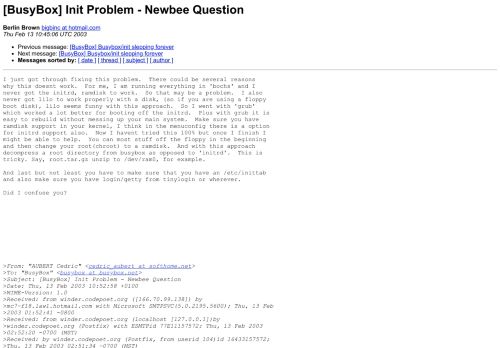 
                            12. [BusyBox] Init Problem - Newbee Question - Mailing Lists