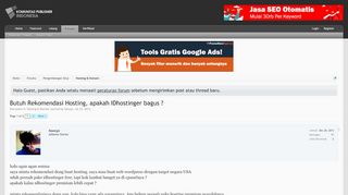 
                            10. Butuh Rekomendasi Hosting, apakah IDhostinger bagus ? | Indonesia ...