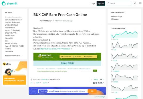 
                            3. BUX CAP Earn Free Cash Online — Steemit