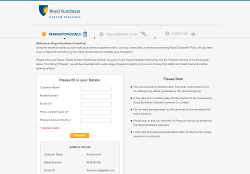 
                            13. Buy General Insurance Online from Royal Sundaram - BillDesk