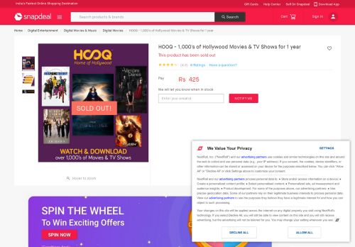 
                            8. Buy HOOQ - 1,000's of Hollywood Movies & TV Shows for 1 year ...