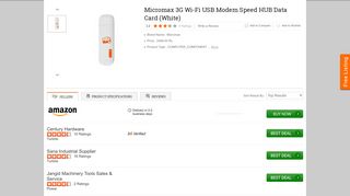 
                            6. Buy Micromax 3G Wi-Fi USB Modem Speed HUB Data Card (White ...