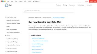 
                            3. Buy new domains through Zoho Mail