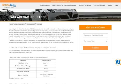 
                            11. Buy / Renew Tata AIG Car Insurance - Coverage, Features & Benefits ...