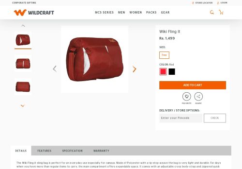 
                            13. Buy Sling Bags Online: Wiki Fling-it - Red - Wildcraft