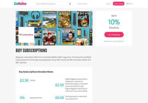 
                            11. Buy Subscriptions free donations - GoRaise